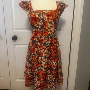 SHEIN Floral Mini Dress in Orange and Red
